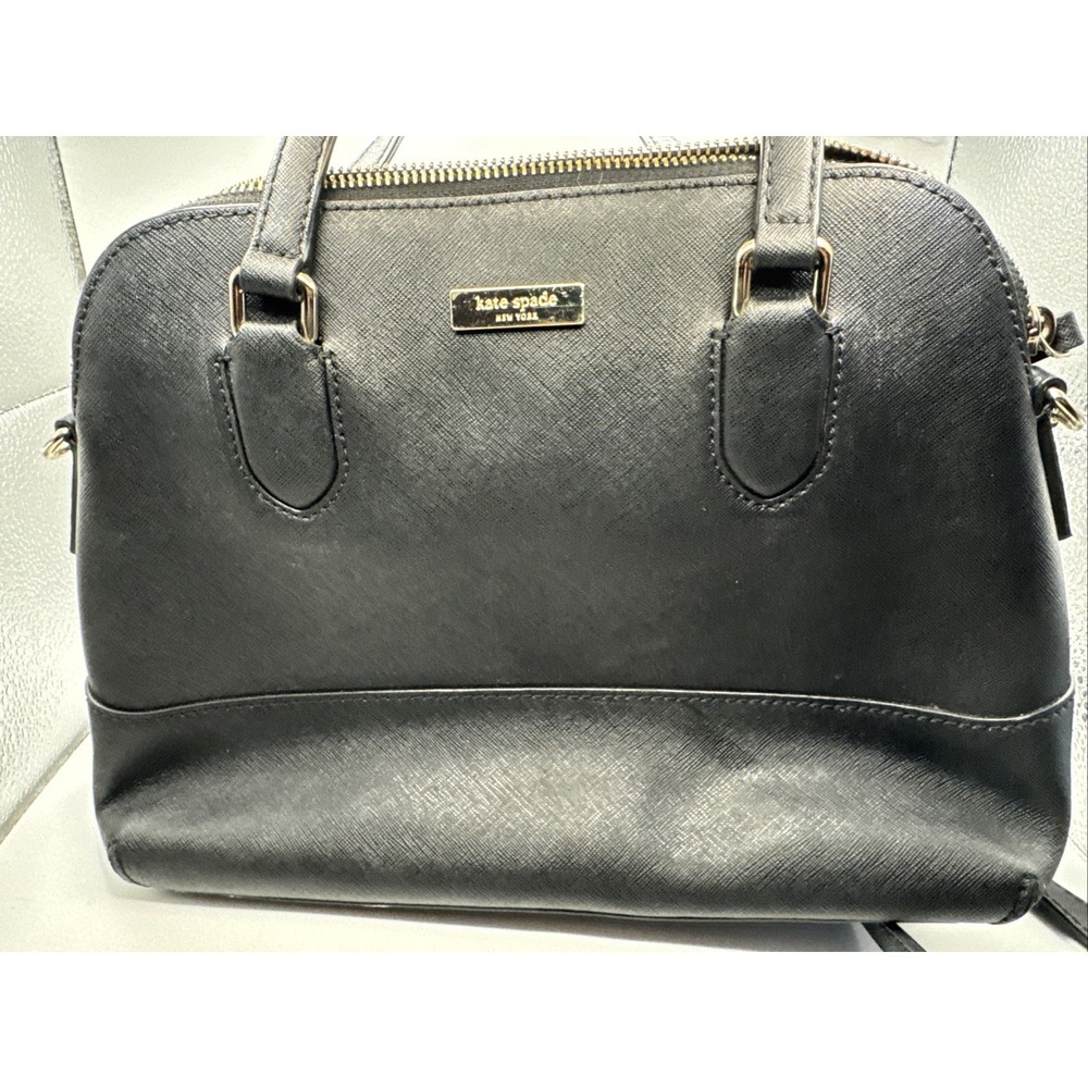 Kate Spade Reilly Laurel Way Mixed Material Dome Satchel Black W Shoulder Strap